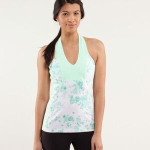 lululemon Mint Green Floral Halter Neck Tank Top Size 4